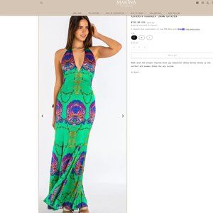 NWT $795 Marina St Barth S Jewel Green Italian Silk Halter Long Dress Paisley